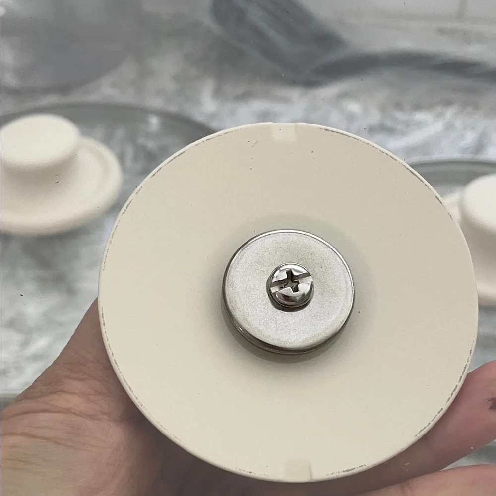 Set of three Glass Pot Lids with Cream Handles